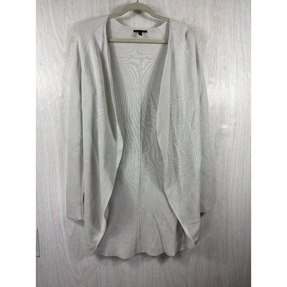 Eileen‎ Fisher Womens XS Bone Silk Organic Cotton Cardigan Open Front Minimalist
